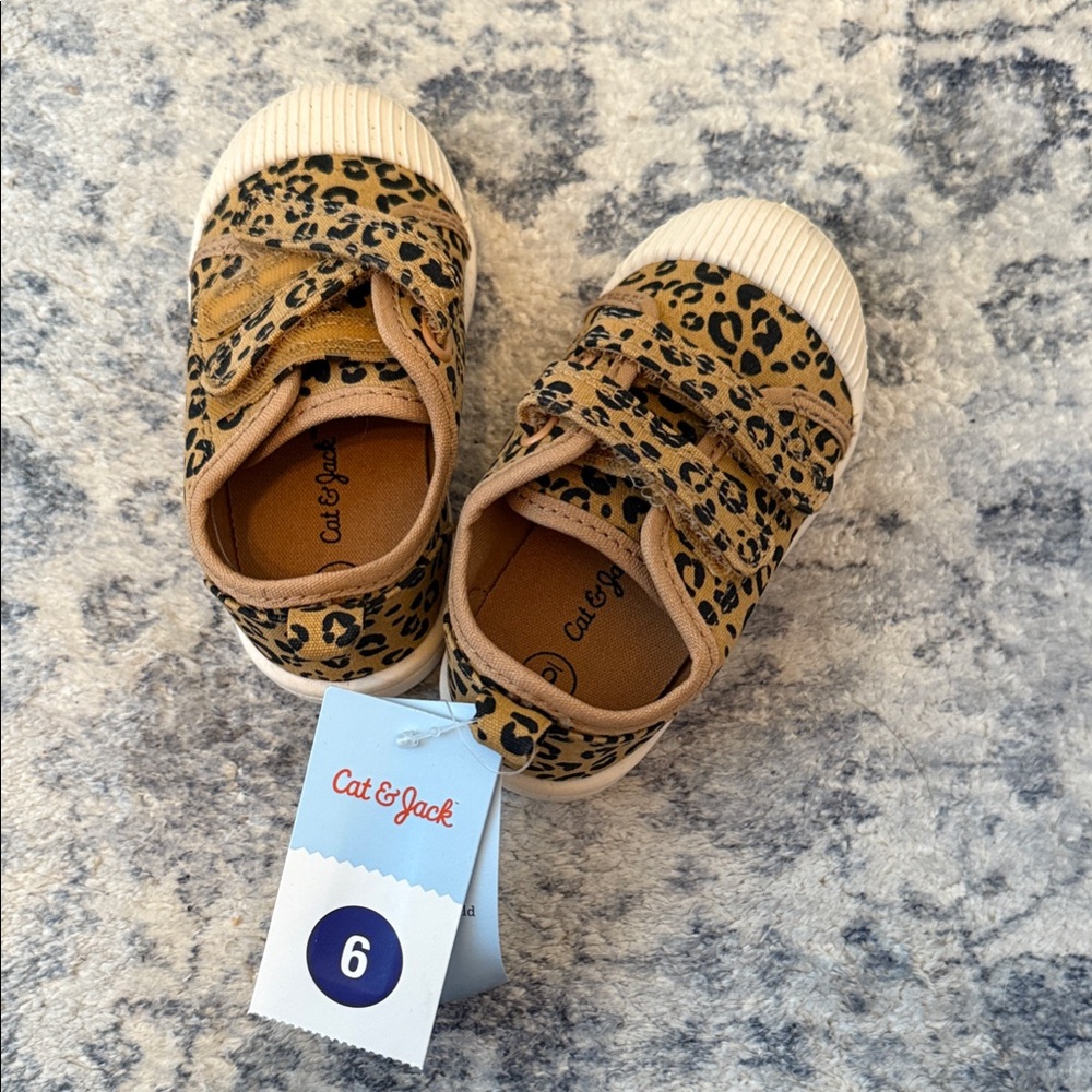 Cat & Jack Tan Leopard Print Kids Sneakers